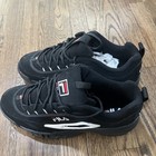 Fila Men's Strada Disruptor fashion sneakers, Black/White/Vin Red 11.5