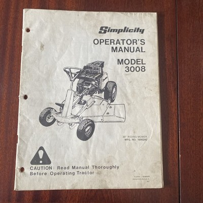 SIMPLICITY MODEL 3008 Aufsitzmäher BETRIEBSANLEITUNG Original