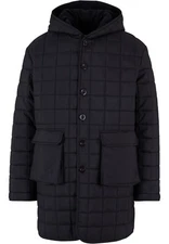 URBAN CLASSICS Men's Long Polar Fleece Parka Jacket Coat Black