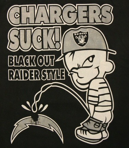 T-Shirt Mens Black Sz L Chargers Suck 
