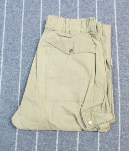 J Peterman Mens Cotton Ripstop Cargo Pants 34 x 35 Tan Elastic Waist Hiking Pant - Picture 1 of 9