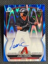 2023 Bowman Chrome 1st BLUE REFRACTOR PROSPECT ROOKIE AUTO Juan Corniel /150