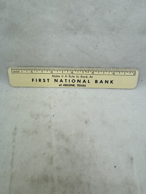 Vintage First National Bank Abilene Texas Advertising Plastic Ruler