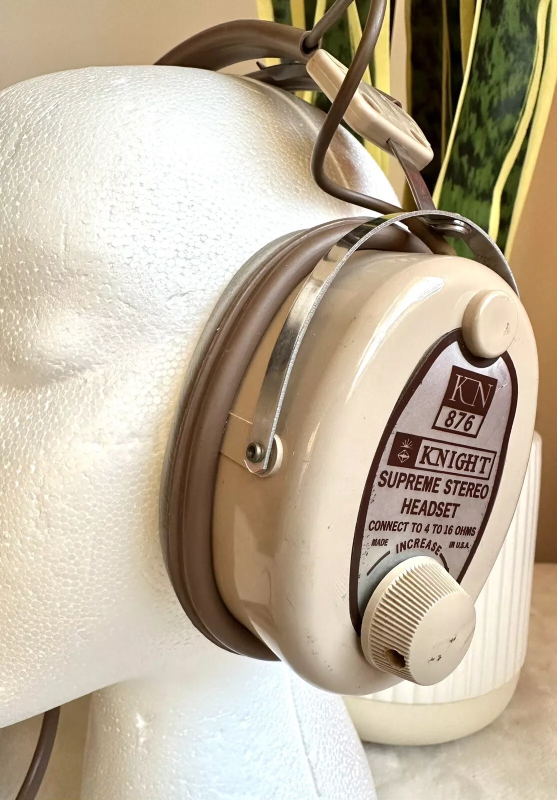 Casque Vintage Knight KN876 Supreme Casque Stéréo 4 à 16 Ohms Audio Jack Beige