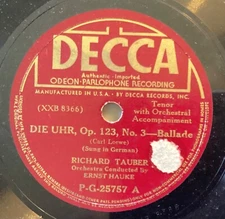 Richard Tauber – 78 rpm Decca PG25757: LOEWE Die Uhr/Tom der Reimer; V cond