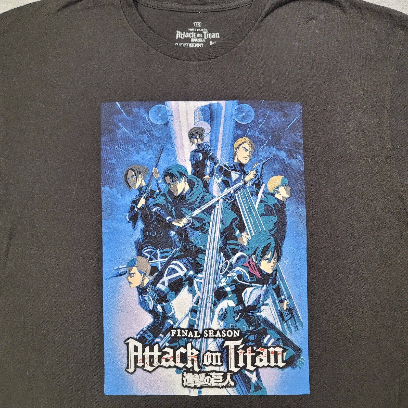 Attack On Titan T Shirt Mens 2XL Black Graphic Tee Final Season Funimation