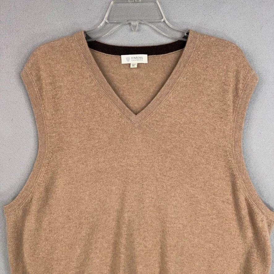 Chaleco de Cachemira Kinross Hombres XXL Cuello en V Lujo Acogedor Preppy Minimal Abuelo Suéter Foto 2 de 4