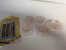 Child's Vintage Pink Depression Ware Set - Doll Sized