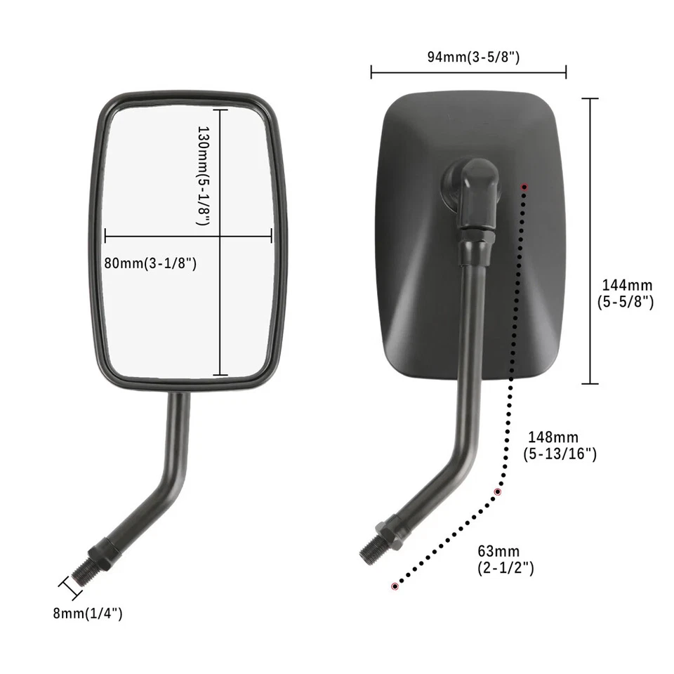 Espejos retrovisores rectangulares negros para Suzuki Intruder 800 500 Marauder 1600 800 Foto 3 de 4