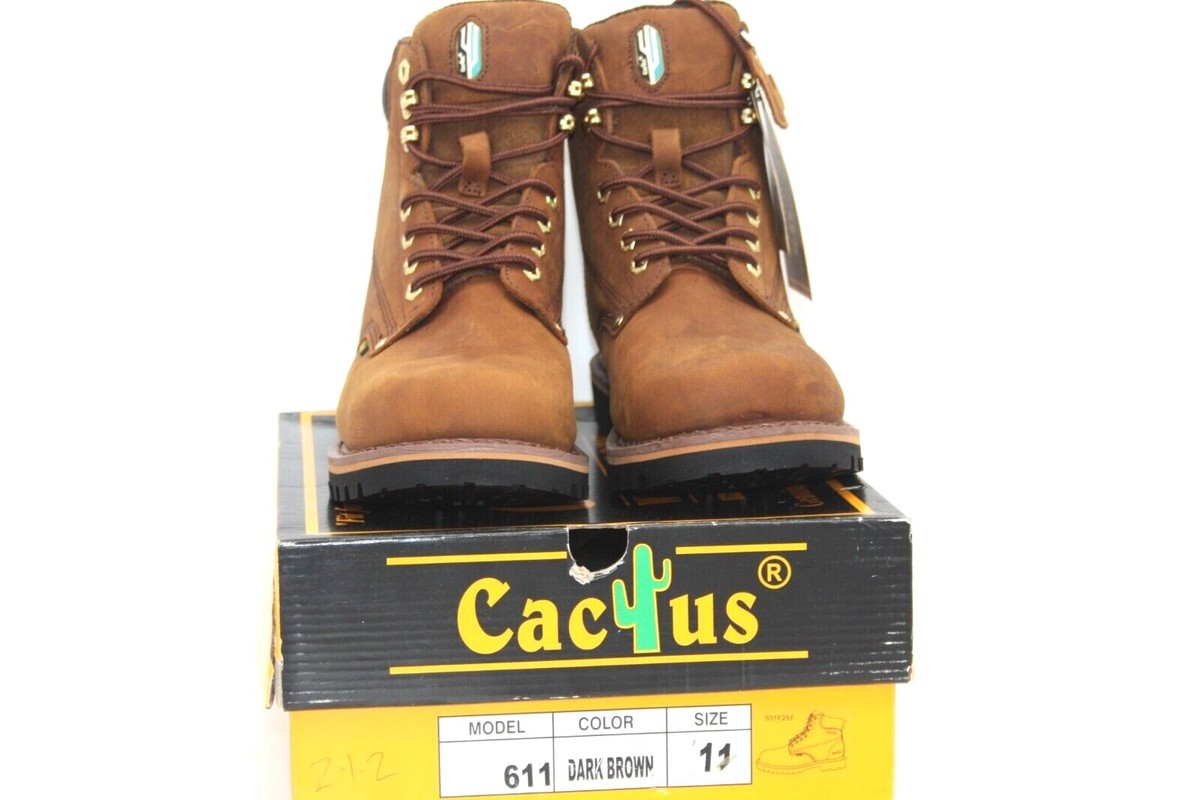 MEN\'S WORK BOOT CACTUS FOOTWEAR 611 DARK BROWN OIL RESISTANT WORK BOOT SIZE 12 MEN main image 4
