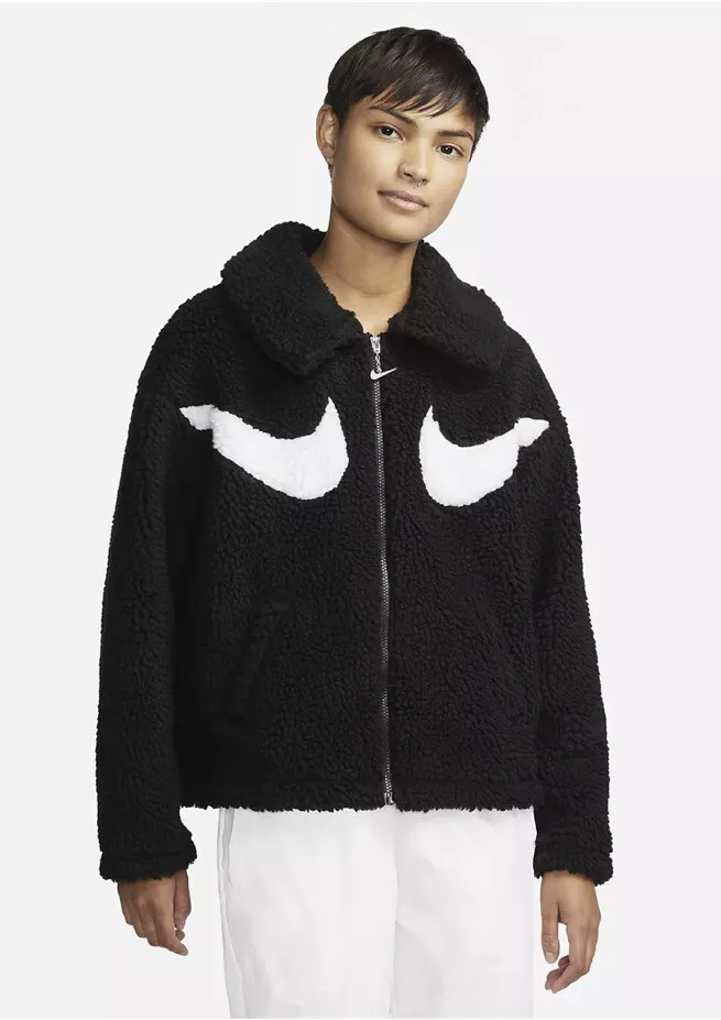 comunicación Todos silencio New Women&#039;s Nike Double Swoosh Full Zip Sherpa Jacket XS Extra Small  Oversized | eBay