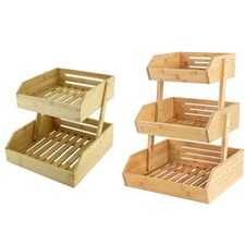 Scaffale multiuso in legno 2 3 livelli per cucina bagno cesto portaoggetti pane
