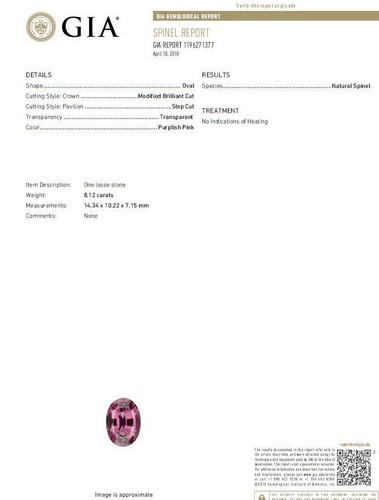 GIA Certified 8.12ct Natural No Heat Spinel 6.00ct Diamonds Ballerina Ring 18Kt - Picture 2 of 7