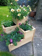 Large Square Corner 3 Tier Wooden Garden decking Planter- "Cubes" Design 