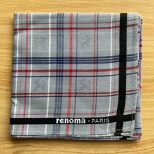 HANDKERCHIEF VINTAGE GRAY PLAIDS CHECKS MEN'S POCKET SQUARE COTTON 17" D128