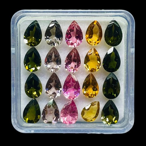 VVS 20 Pcs Natural Tourmaline 6x4mm Pear Cut Loose Untreated Gemstones 7.06 Cts - Picture 2 of 8