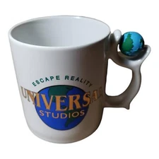Vtg Universal Studios Hollywood Escape Reality 3D Spinning Globe Coffee Mug/Cup