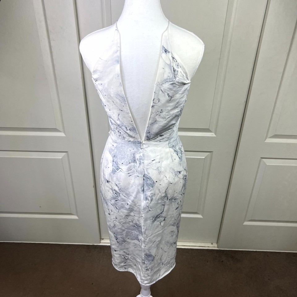 Zimmermann Marble Silk Tuck Dress Womens Size 1 White Sleeveless Back