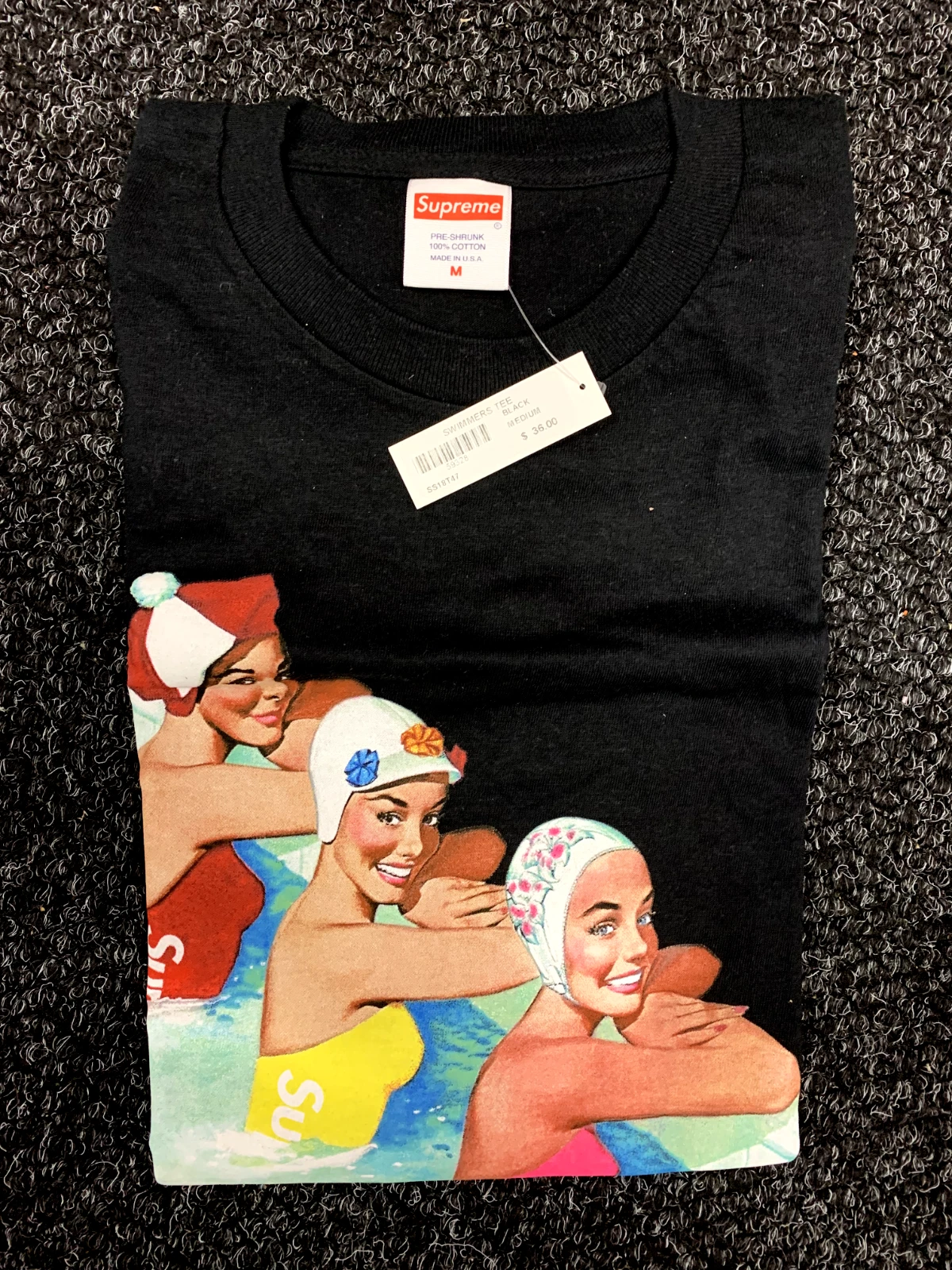 T shirt nageur Supreme SS18 noir NEUF taille moyenne