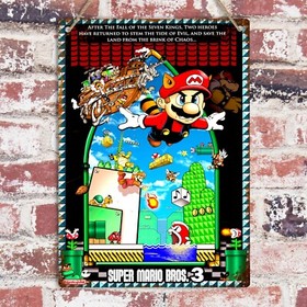 SUPER MARIO BROS 3 POSTER ART Metal Print Tin Sign Retro Gaming Arcade 8bit Nes