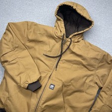 Berne Hooded Work Jacket Mens XL Tan Cotton Duck Canvas Heavyweight HJ51BD