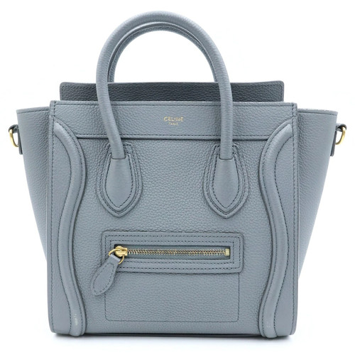 CELINE Luggage Nano Shopper 2Way Handbag Leather Gray