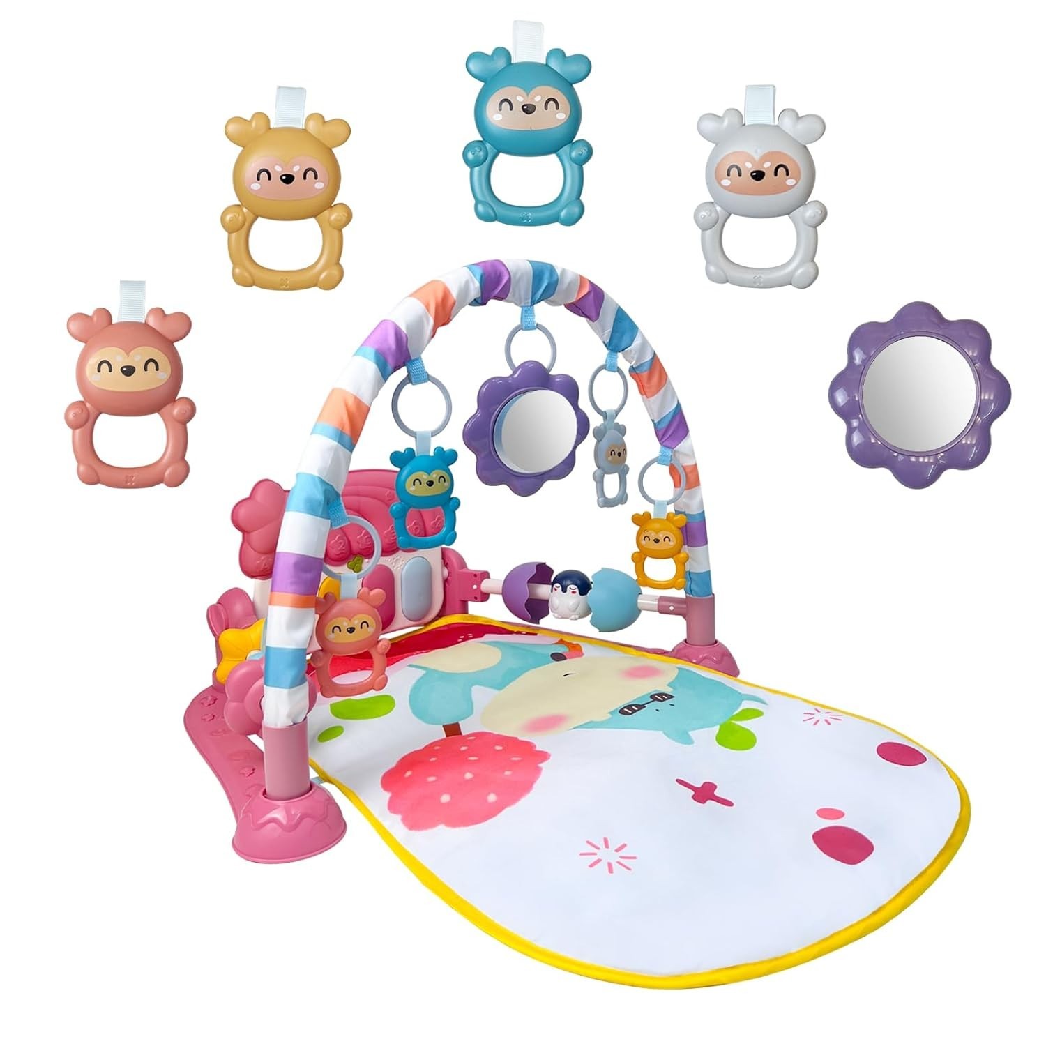 Baby Playmat Kick & Play Piano Gym with Musical and Sensory Toys for Newborn to
