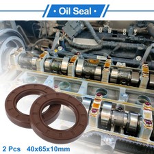 Oil Seal Seal Ring Rotary Shaft Seal FKM Rubber 40x65x10mm Brown 2 Pcs