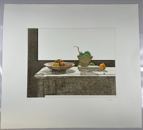 🎨 Unknown Color Lithograph Signed 45/75 Still Life Fruits Graphic Modern