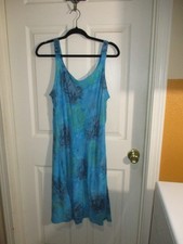VTG Ginger Snap Hawaii Rayon Sundress Turquoise & Green Tropical Print Midi - XL