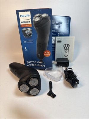 Philips Norelco 1100 Corded Washable Electric Shaver Easy to Clean- Black