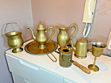 Service Thé Café Ancien en Laiton Théière Cafetière Oriental Plateau Sucrier