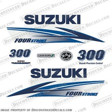 Fits Suzuki 300hp 4-Stroke Decals (Light Navy / Blue) 2010+ White Cowl