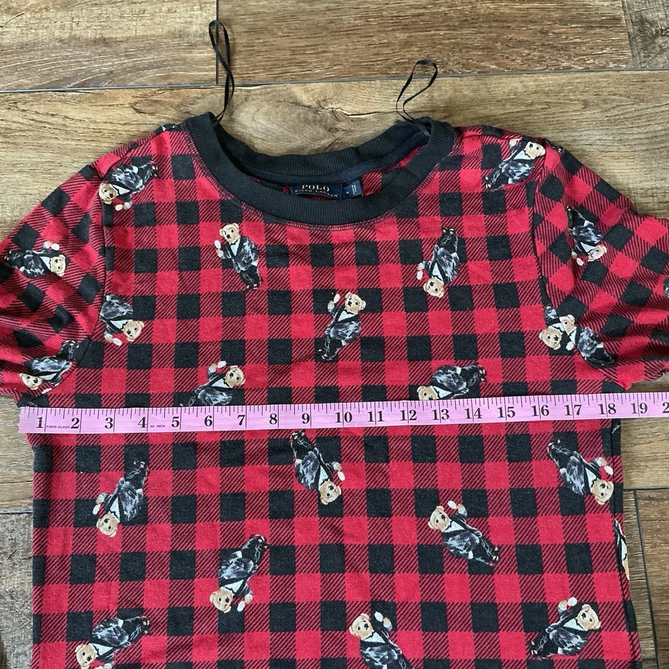 Polo Ralph Lauren Men's M Buffalo Plaid Polo Bear Thermal Pajama Set Red #171120 - Image 3 of 4