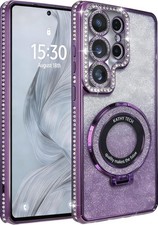 Magnetic Kickstand Glitter Case for Galaxy S26 Ultra, Cute Bling Sparkly Diamond