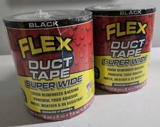 2 Flex Duct Tape Super Wide BLACK 4.6in x 20ft 