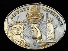 RA01110 VINTAGE 1986  STATUE OF LIBERTY  CENTENNIAL COMMEMORATIVE BELT BUCKLE