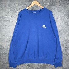 Vintage 90s Adidas Blue Embroidered Sweatshirt Pullover Sportswear Size L Retro