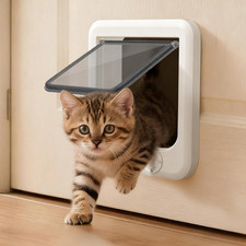 Cat Door Interior Door, Push Turn 4-Way Lock Indoor Cat Doors, Reinforced ABS