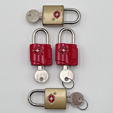 TSA Approved Travel Luggage Locks With Keys Lot Of 4 Padlocks Red Gold