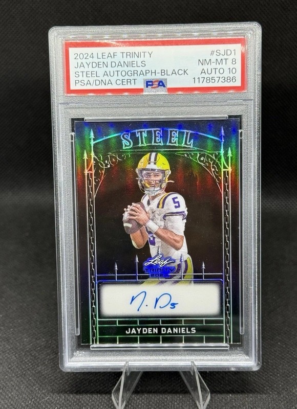 2024 Leaf Trinity Steel Black Jayden Daniels #2/3 RC Auto PSA 8 Auto 10