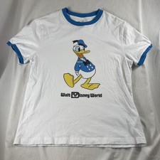 Walt Disney World Donald Duck Ringer T-Shirt M Vintage 80s Look
