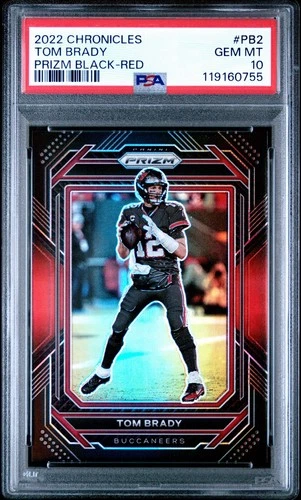 2022 PANINI CHRONICLES TOM BRADY PRIZM BLACK RED #d /99 PSA 10 PB-2 BUCCANEERS
