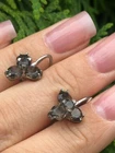 vintage women's earrings Silver 925 style Stone Smoky Quartz business lady