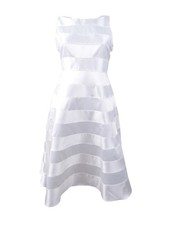 Adrianna Papell Women's Striped A-line Dress (2, Ivory)