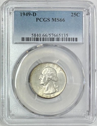 1949-D Silver Washington Quarter, PCGS MS-66