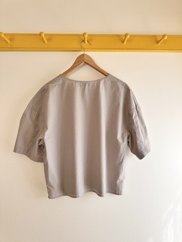 CHRISTOPHE LEMAIRE Paris 100% Baumwolle Popeline Grau Web Shirt Top Bluse Tee 38 - Bild 3 von 3