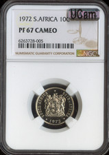 1972 South Africa 10 Cents NGC PF67 Cameo Quality