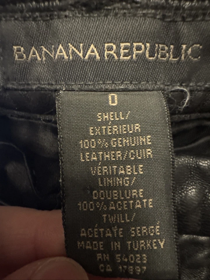 Винтажные брюки из натуральной кожи 90-х Banana Republic черные женские размер 0 - Изображение 2 из 4
