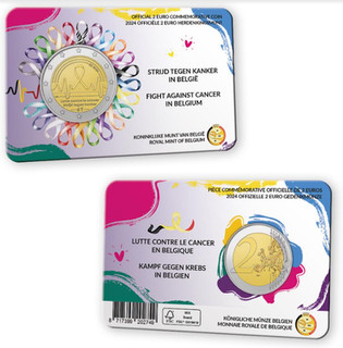 Coincard 2€ Euros Commémorative Belgique 2024 Cancer Version NL